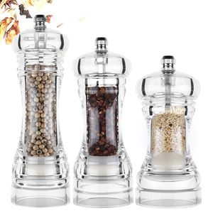 Mills Pepper Grinder Acrílico Salero y coctelera Grosor ajustable por Rotor de cerámica Accesorios de cocina 230711