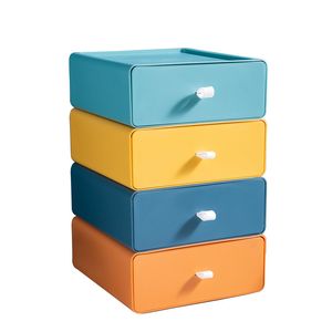 Tiroirs de rangement Type de contraste Color Color Box Office Desktop peut empiler Fichier Multi-fonction Cabinet Boîtiers Taille 20 * 21 * 8cm