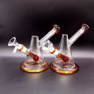 Mini pipas de agua de cristal naranja de 5,5 pulgadas, pipas para fumar de cono Bong, accesorios masculinos de 14mm