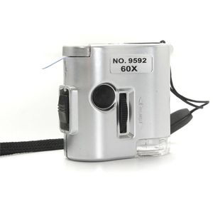 Mini 60x microscope illuminé de bijoutier en verre de loupe Loupe Loupe avec outil de réparation de montre lumineuse UV LED 2420416