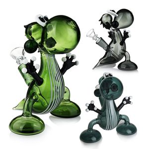 Mini bong Glass Bubbler Glass Dinosaur Oil plataformas Hookah Glass Smoking Water Pipes Wipes únicos con sistema de abajo inamovible