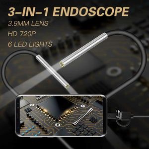 MINI CAMERAS 3,9 mm Endoscope Camera Micro Lens Android Endoscope 6 Micro USB Type C 3-en-1 Inspection imperméable adaptée à Android PC Endoscope WX