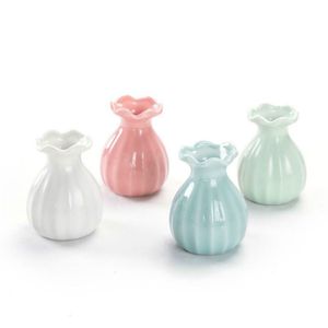 Mini jarrón de cerámica, jarrones de flores secas, decoración para el hogar, maceta de cerámica blanca y azul, cesta de flores, decoraciones nórdicas