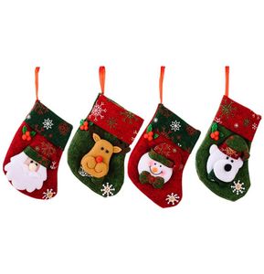 Mini Noël bas de Noël Ornements d'arbre décorations Santa Claus Snowman Rendeer Card Card Saigetware Contiseurs XBJK22091593547