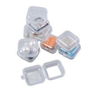 Mini caja pequeña de plástico transparente para joyería, tapones para los oídos, caja de almacenamiento, contenedor, organizador transparente de maquillaje de cuentas
