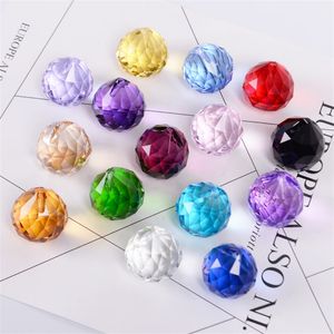 Mini bola de cristal colorida colgante de cristal de 30MM con agujero perforado colgantes de cristales colgantes para cortina de cuentas accesorios de joyería DIY