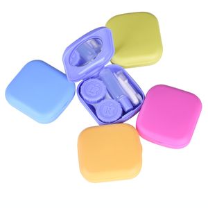 Mini étui d'accessoires pour lentilles de contact poche Portable facile à transporter maquillage boîte de lentilles de stockage de beauté avec miroir conteneur Kit de voyage
