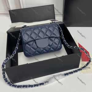 Mini bolsos cruzados Bolso Woc con cadena dorada Bolso de hombro para mujer Monederos de piel de oveja negra Bolso mensajero de lujo Bolso con solapa con ranuras para tarjetas, ranuras para cremalleras y ranuras para cambios