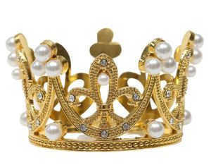 Mini Crown Princess Topper Crystal Pearl Tiara Children Ornements de cheveux pour les outils de décoration de gâteau de fête d'anniversaire de mariage xb14251808