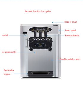 Livraison gratuite mini bureau 3 saveurs commercial ménage crème glacée molle machine approvisionnement sundae 25L/H capacité à vendre