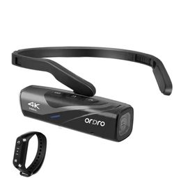 Mini caméscope numérique ORDRO EP8 4K EP7 Caméra vidéo Head-mount 130 Grand Angle Gimbal 2.0 Anti-shake with Wristband Remote Control Live Streaming sport action camera