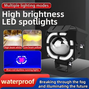 Mini Driving Light Motorcycle Angel Eyes Fog Lights Tricolor Lences 150W 20000lm Motorcycle LED Spotlights Work Light Light Driving Light