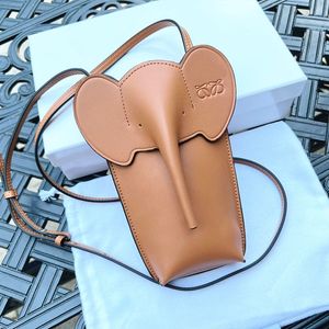 Mini moda Anagrama Elefante Bolsas de teléfono Bolso de mujer Monedero para hombre Hombro 10A Bolso de diseñador Lujo Rosa Lolita Animal Cuero genuino Crossbody Tote Bolso de embrague