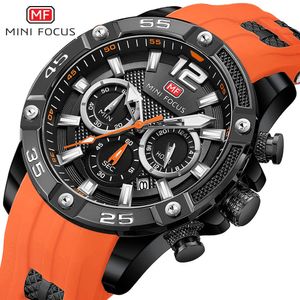 MINI FOCUS Chronographe Montre Marque De Luxe Analogique Quartz Sport Hommes Montres Hommes Silicone Étanche Date Mode Montre-Bracelet 0349 240227