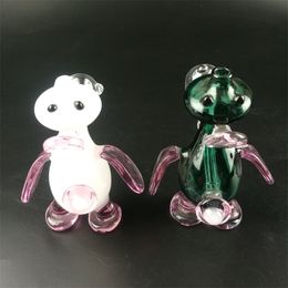 Mini 4.7inch Glass Bong Penguin Water Bongs Hookahs Pink Foot Oil Burner Dab Rigs