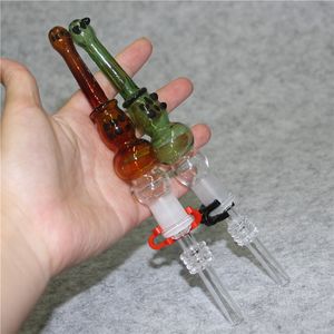 Mini Glass Pipe bong hookah Concentrate Dab Straw pipes Kit con puntas de cuarzo Oil Rigs Bongs