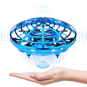 Fidget Toys Mini helicóptero UFO RC / Juegos de drones electrónicos Fidget Ring Detección de mano Modelo de avión Quadcopter flayaball Pequeño drohne Novedad para niños