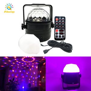 Mini iluminación láser RGB activada por sonido Bola mágica Lámpara de efecto de escenario Proyector Luz nocturna para DJ Disco Party KTV Luces con control remoto