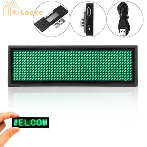 Mini LED clignotant Word Badge Programmable Rechargeable Digital Scrolling Nom du message Tag 15 Affichage des langages d'affichage Affichage LED