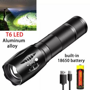 Mini torche tactique à LED, Focus réglable USB Multi-couleur LED Camp Light for Camping Randing Walking Cycling, etc., jaune, rouge, chaud, blanc