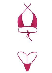 Mini micro bikini mujeres algodón extremo sexy triángulo brasileño juego de trajes de baño bañero bañera g de lencería erótica un bunw3743024