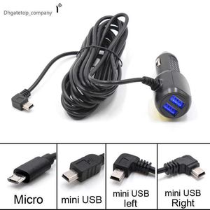 Mini chargeur de voiture Micro USB, 3.5 mètres, 5V, 3,4 a, avec 2 Ports, pour caméra de tableau de bord DVR, enregistreur vidéo GPS, entrée DC 8V-36V