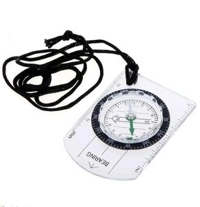 Mini Military Compass Map Scale Sature Ruler Outdoor Camping Randonnée Cycling Compass Geological Baseplate Compass with Scout Lanyard