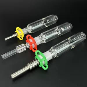 Mini nectar Collector Kit en verre Pipes de fumer avec 10 mm 14 mm Titanium Tip Nail Quartz Tire d'huile Concentré DAB Paille Necteur Bong Bong NC Kits