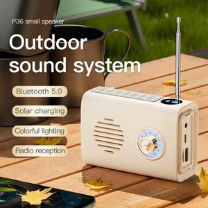 Mini Charge solaire extérieure Solaire sans fil Bluetooth en haut-parleur U Card TF TF AUX Radio Portable 360 ° Stéréo Surround Colorful Diaphragm Lantern Enceintes