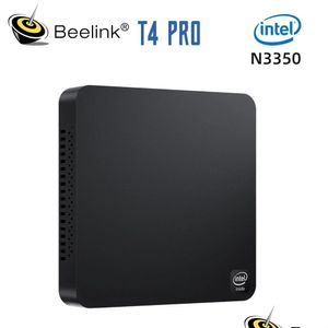 Mini PC Beelink T4 Pro, Intel Celeron N3350, 1.1Ghz, jusqu'à 2.4Gh, 4 go/64 go, Windows 10, Htpc, double Wifi 2.4/5 ghz, Bt4.0, prise en charge 4K Hd Drop Dhi05