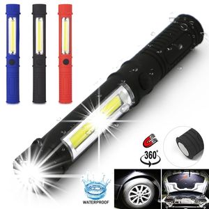 Mini lampe de poche LED portable Torches d'inspection de travail COB LED Lampe torche d'entretien multifonction avec aimant 3A Fonctionnement de la batterie