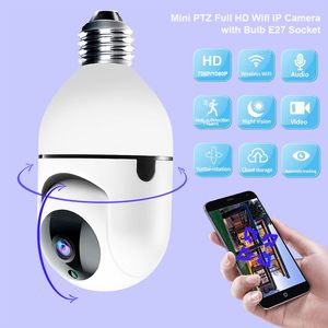 Mini cámara IP PTZ Full HD Wifi con bombilla E27, Monitor remoto de seguridad para el hogar, vista de 360 grados, Audio bidireccional, Control por aplicación yilot
