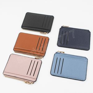 Mini bolso Case de tarjetas con cremallera ultra delgada para mujeres Bolso de tarjeta de negocios de color s￳lido