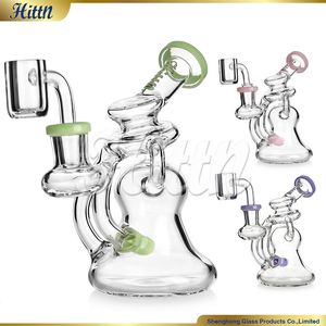 Mini reciclador Dab Rig Oil Rig 420 Venta de vidrio Agua Bong 14 mm Conjunta con logotipo dorado leche leche rosa leche verde púrpura