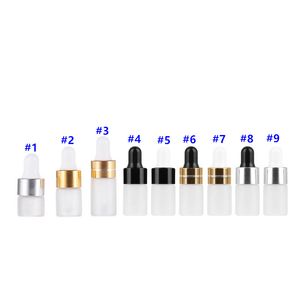 Mini flacons compte-gouttes rechargeables givrés de 1ml, 2ml, 3ml, avec capuchon varié, conteneurs vides pour huiles essentielles et cosmétiques, pour voyage