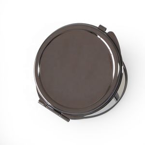 Mini logo redondo grabado de carbono gris metal espejo compacto