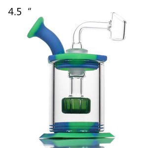 Mini bang en silicone haut 11cm percolateur de pommeau de douche Facile à nettoyer Dab Rig avec tuyau de banger en quartz de 4mm petites plates-formes bangs en verre narguilés