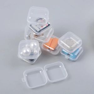 Mini boîtes de rangement carrées avec couvercle à charnière clair bouchons d'oreille boîtes de rangement organisateur transparent