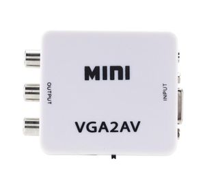 Mini convertidor VGA a AV, conectores VGA2AV Conversor con Audio RCA de 3,5mm, convertidor de vídeo para PC, TV, HD, ordenador AV2VGA