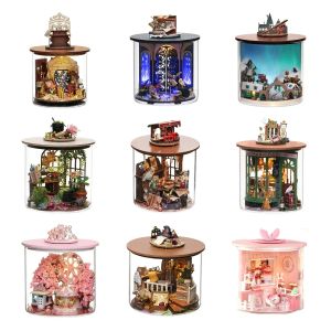 Miniatures DIY Mini Casa 3D BOISSEURS BOISSEURES HOURS Kid Gifts Minature Building Kit Time Magic Garden Dollhouse Meubles Toys Girls Anniversaire