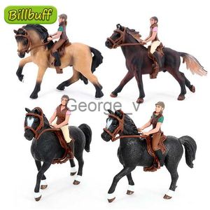 Minifig Simulación Jinete Ecuestre Caballo Granja Animal Modelo Figuras de Acción Decoración Juguetes educativos tempranos para niños regalo de Navidad J230629