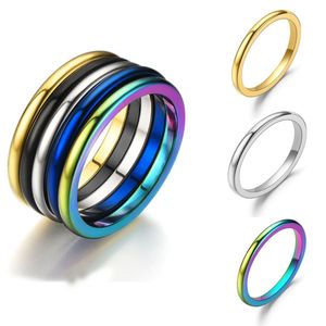 Minimalismo Anillos finos de acero inoxidable de 2 mm Anillo de banda apilable Anillos de dedo Anillo de dedo del pie para hombres Mujeres