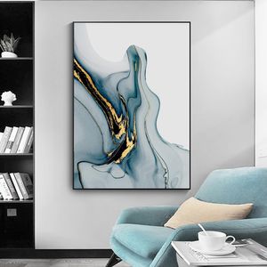 Affiche murale abstraite minimaliste Style moderne impression sur toile Texture bleue peinture à l'huile Art contemporain chambre décoration photo