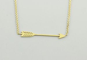 Collar minimalista con colgante de flecha de una dirección, joyería para hombres y mujeres, cadena de oro de acero inoxidable, collar de plumas, bisutería femenina 9378960