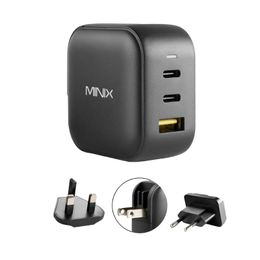 MINIX NEO P1 66W cargador de pared Turbo GaN de 3 puertos USB-C adaptador de carga rápida USB-A adaptador de corriente para MacBook iPhone Xiaomi Samsung