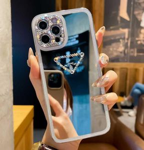 Miroir Placing Cascked Case Diamond Design Mobile Telephone Mobile Phone pour iPhone 13 Pro Max 12 Mini 11 XS XR X 8 7 Plus COUVERTURE MOBILE S1439583