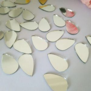 Miroirs 100pcs de larme en forme de miroir mosaïque carrelage mosaïque argent véritable miroir verre