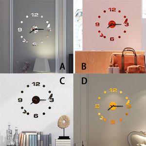 Miroirs 2022 3D horloge murale miroir autocollants mode salon Quartz montre bricolage décoration de la maison horloges autocollant Stickers muraux
