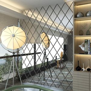 Espejos 3D acrílico espejo pegatinas de pared diamantes forma pegatina DIY TV Fondo decorativo decoración del hogar