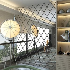 Miroirs 3D acrylique miroir autocollants muraux diamants forme autocollant bricolage TV fond décoratif décoration de la maison 2911